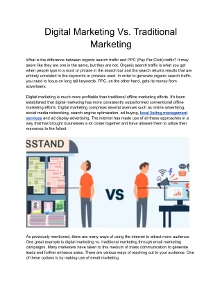 Digital Marketing Vs. Traditional Marketing