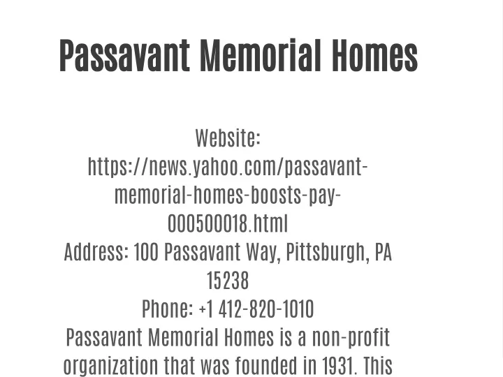 passavant memorial homes website https news yahoo