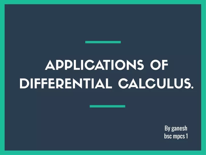 applications of differential calculus