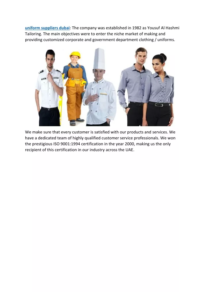 uniform suppliers dubai the company