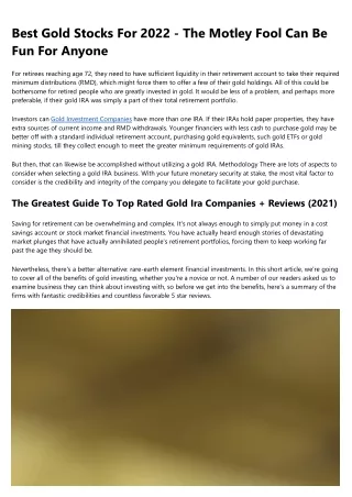 What the Heck Is Gold Investment Companies?