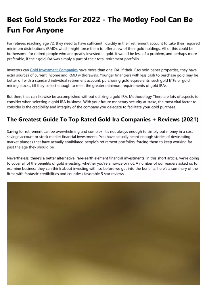 best gold stocks for 2022 the motley fool