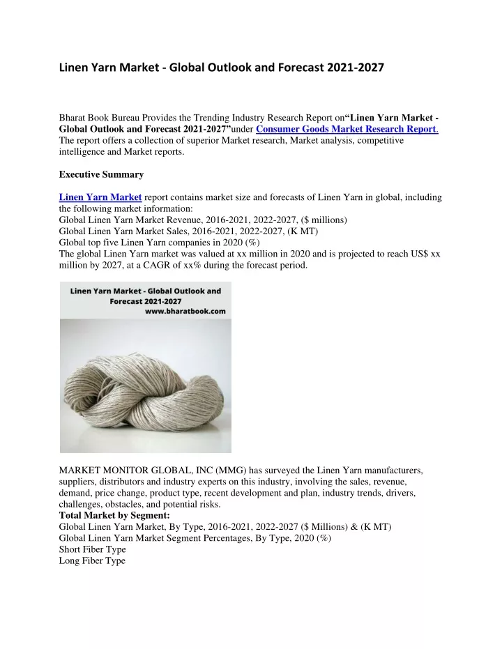 linen yarn market global outlook and forecast