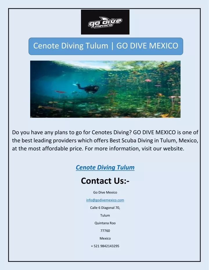 cenote diving tulum go dive mexico