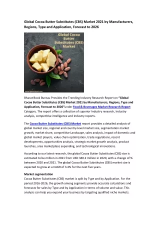 global cocoa butter substitutes cbs market 2021