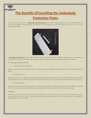 the benefits of installing the underbody