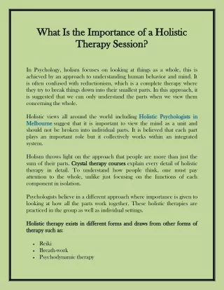What Is the Importance of a Holistic Therapy Session