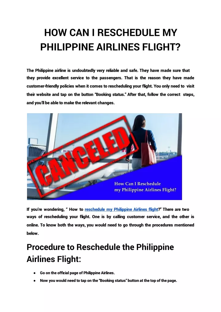 how can i reschedule my philippine airlines flight