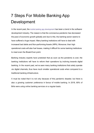 7 steps for mobile banking app development