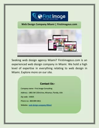 Web Design Company Miami | Firstimageus.com