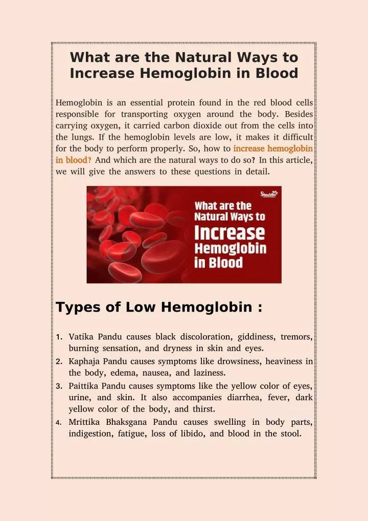 what are the natural ways to increase hemoglobin