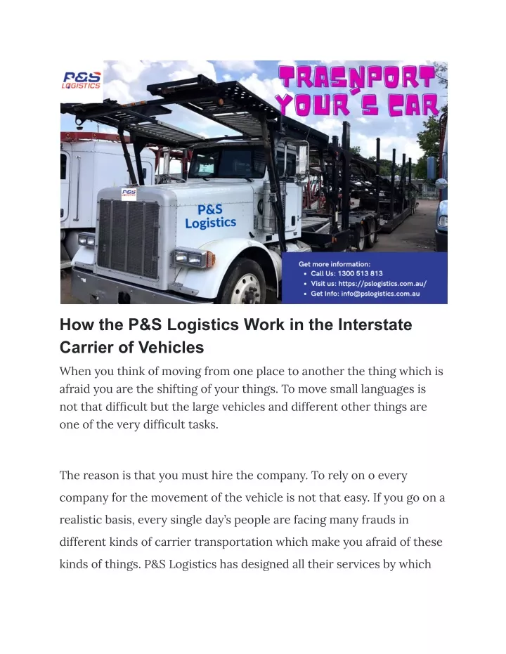 how the p s logistics work in the interstate