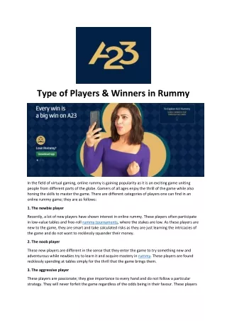 type of players winners in rummy