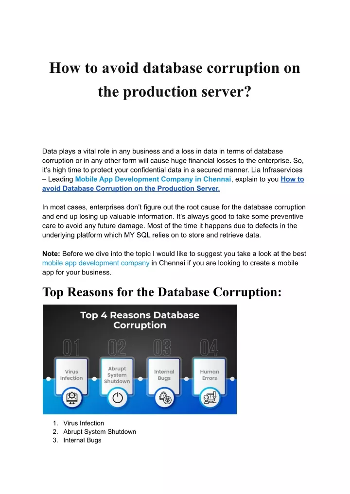 how to avoid database corruption