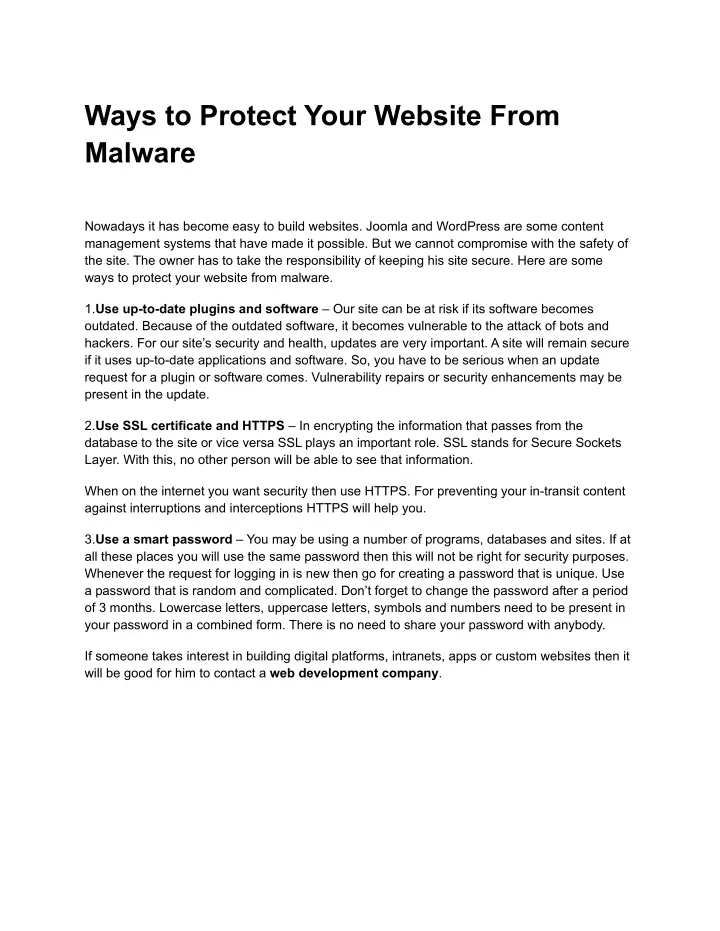 ways to protect your website from malware