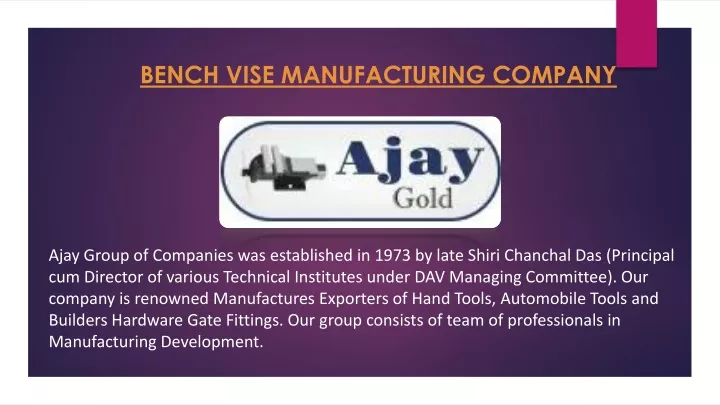 bench vise manufacturing company