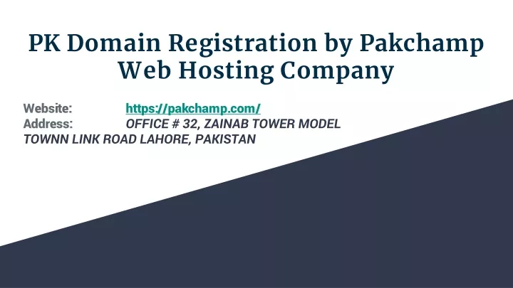 pk domain registration by pakchamp web hosting company