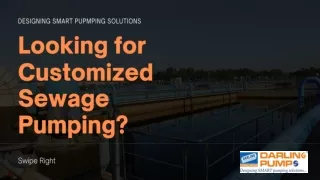 Looking for Customized Sewage Pumping