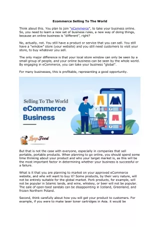 Ecommerce Selling To The World