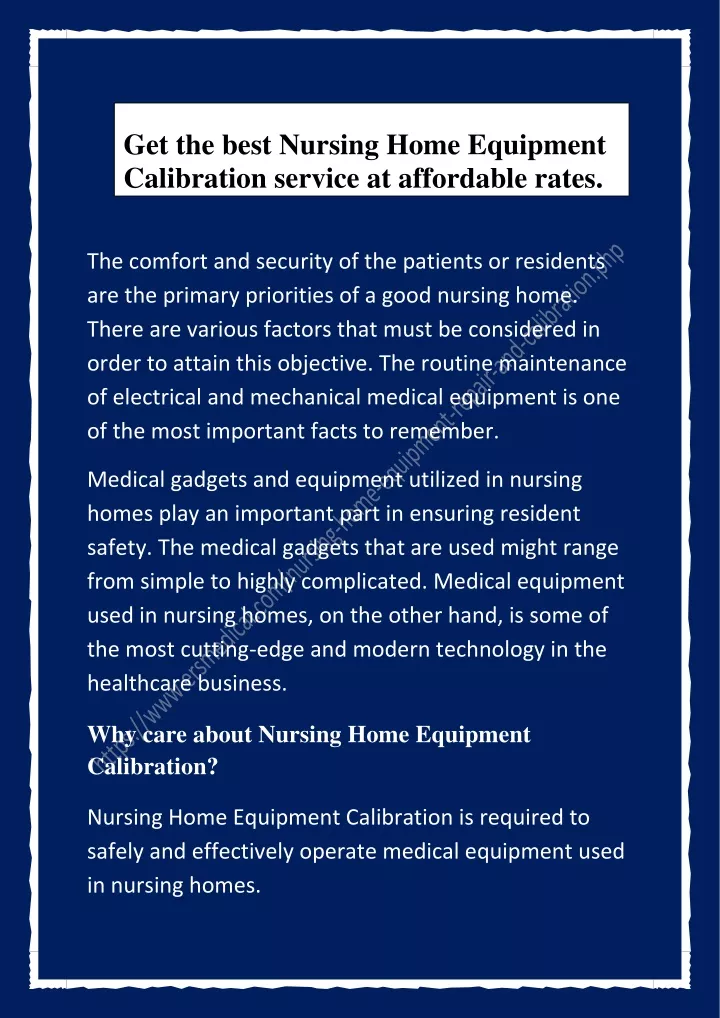 get the best nursing home equipment calibration
