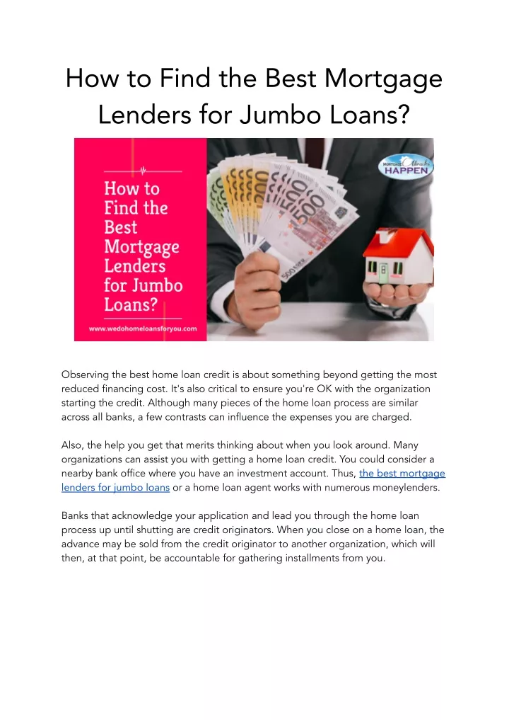 PPT - How To Find The Best Mortgage Lenders For Jumbo Loans PowerPoint ...