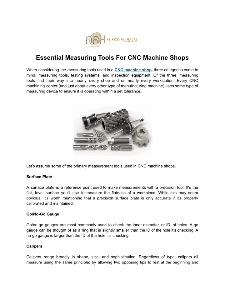 essential measuring tools for cnc machine shops