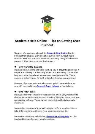 academic help online tips on getting over burnout