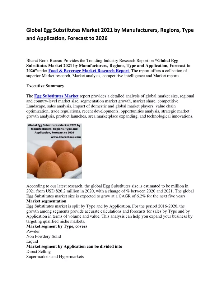 global egg substitutes market 2021