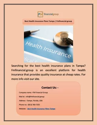 Best Health Insurance Plans Tampa | Fmfinancial.group