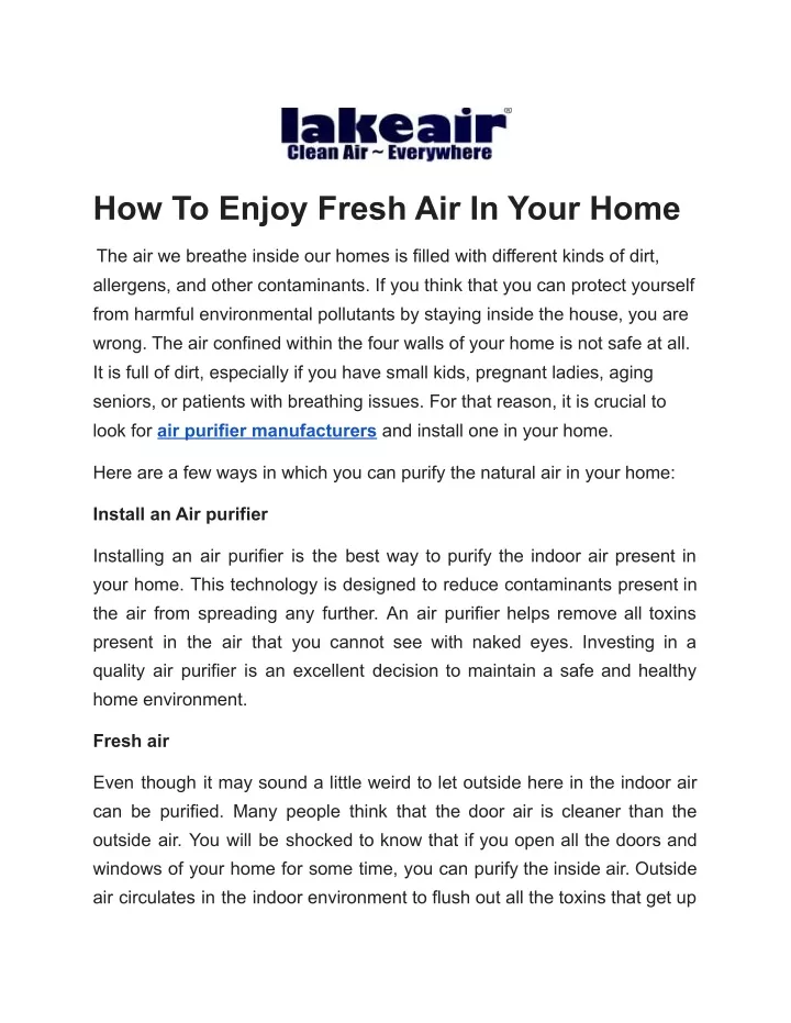 how to enjoy fresh air in your home