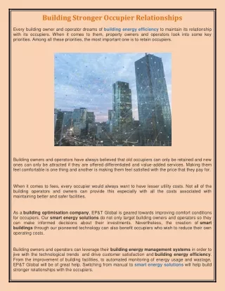 Building Stronger Occupier Relationships