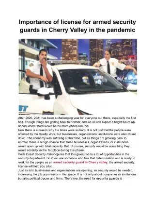importance of license for armed security guards