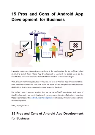 15 Pros and Cons of Android App Development  for Business