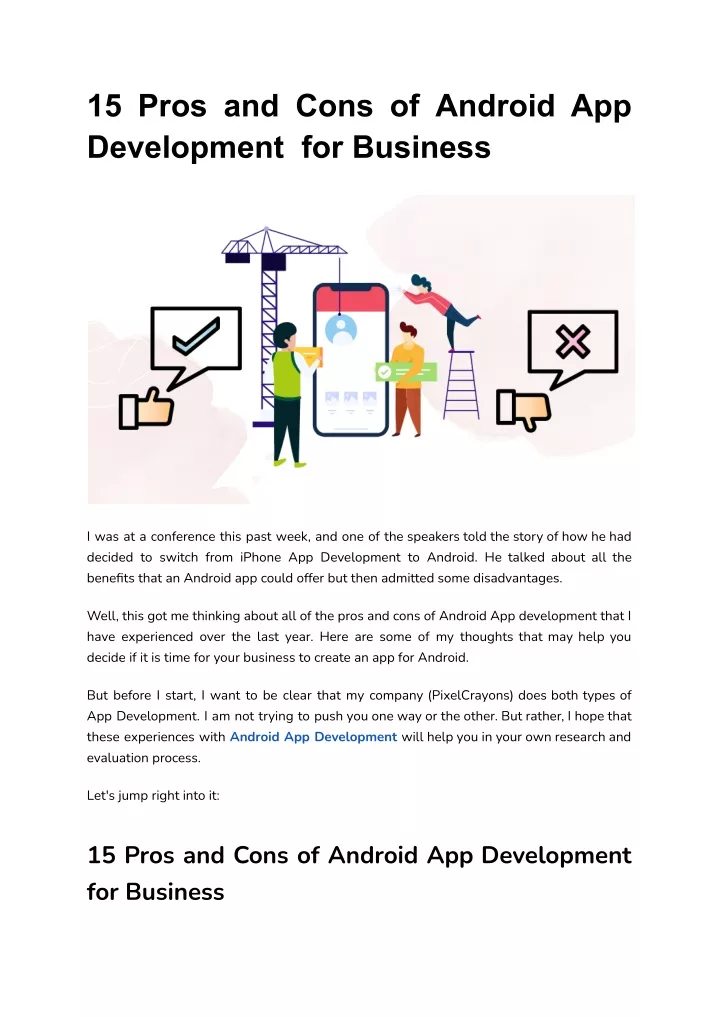 15 pros and cons of android app development