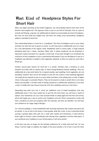 What Kind of Headpiece Styles For Short Hair