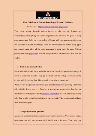 How To Deliver A Flawless Essay Paper- Expert’s Guidance