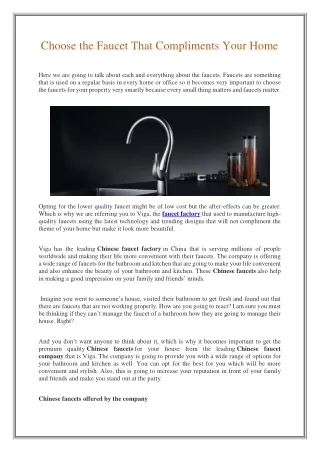 Choose the Faucet That Compliments Your Home