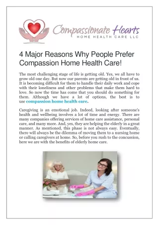 Best Compassion Home Health Care Services Is Here!