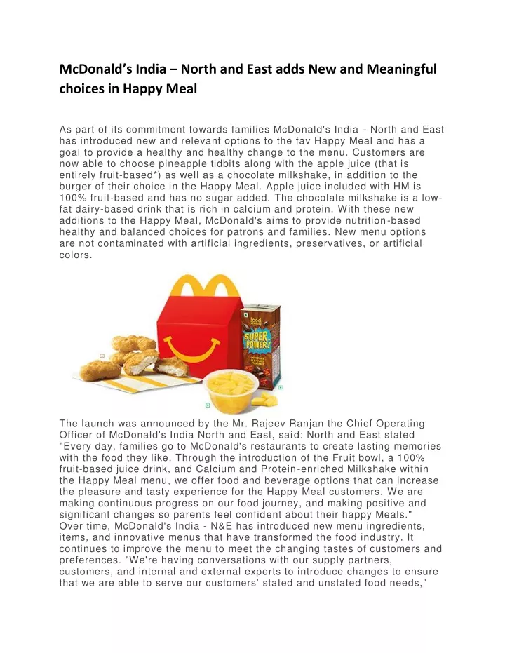 mcdonald s india north and east adds