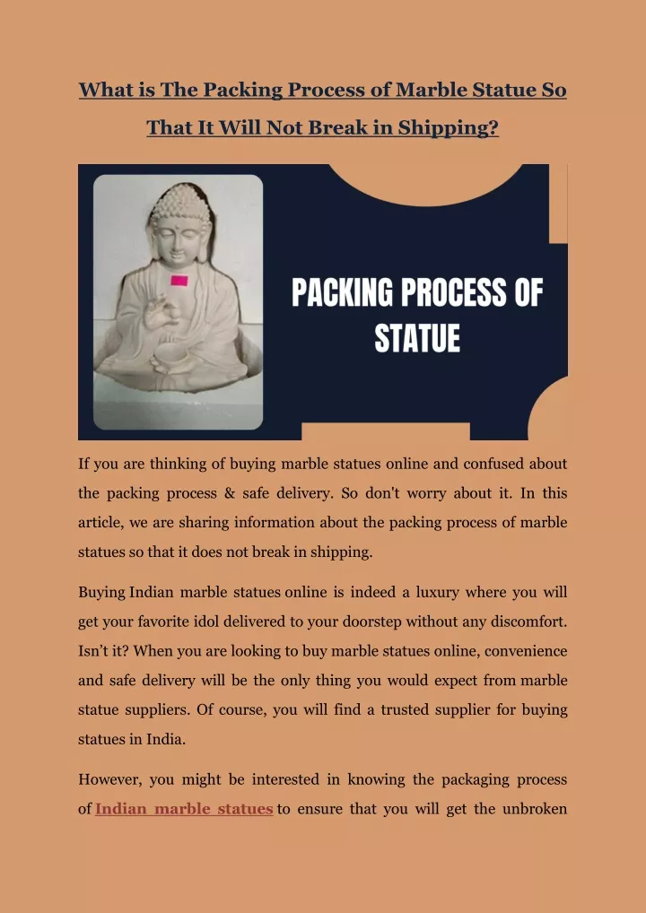 what is the packing process of marble statue