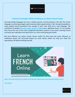 Online French Classes In Delhi