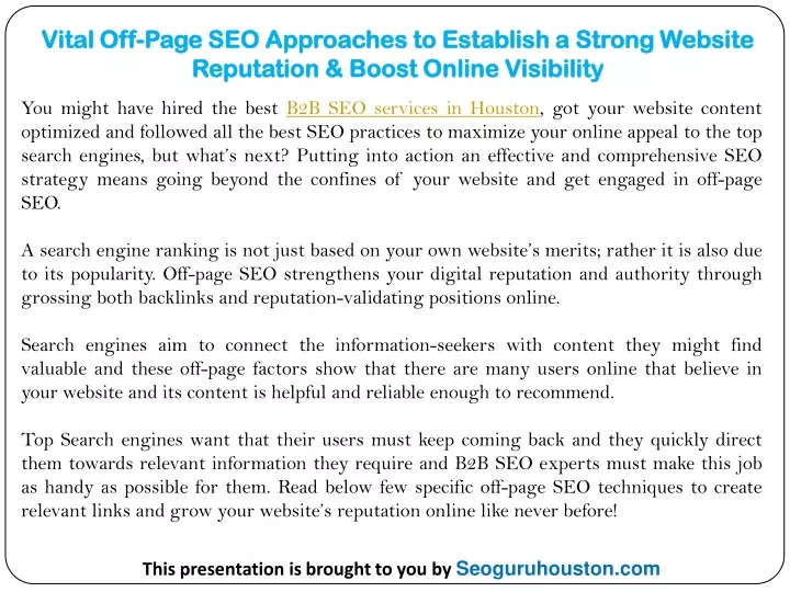 vital off vital off page seo approaches