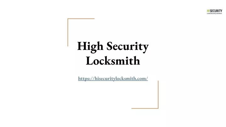 high security locksmith