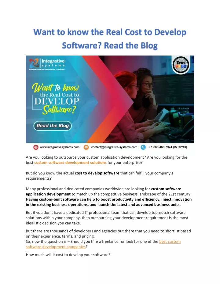 want to know the real cost to develop software