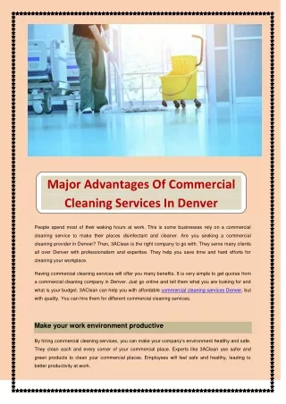 Major Advantages Of Commercial Cleaning Services In Denver