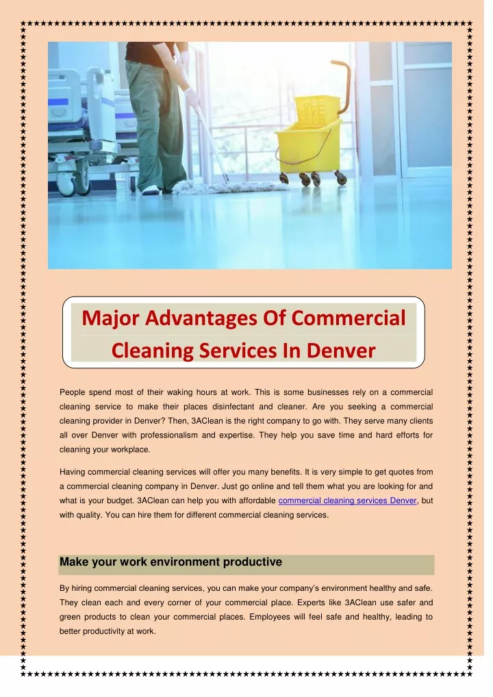 major advantages of commercial cleaning services