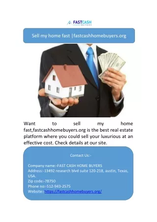 Sell my home fast |fastcashhomebuyers.org