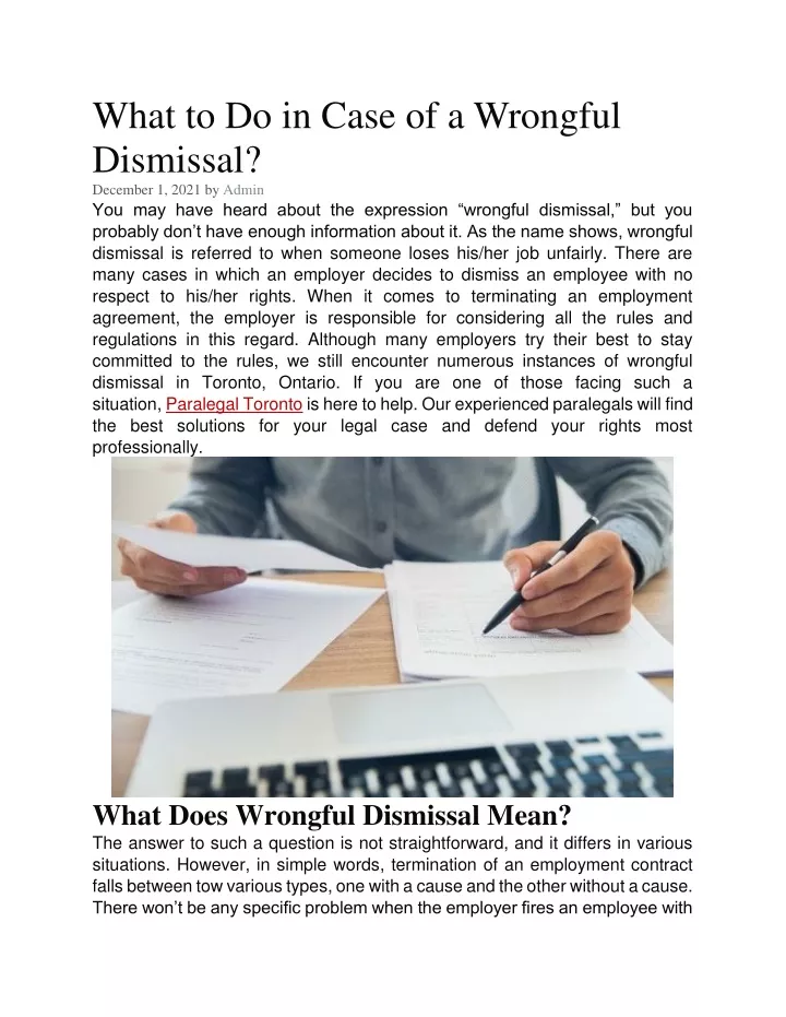 what to do in case of a wrongful dismissal