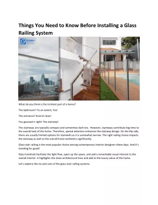 Things You Need to Know Before Installing a Glass Railing System