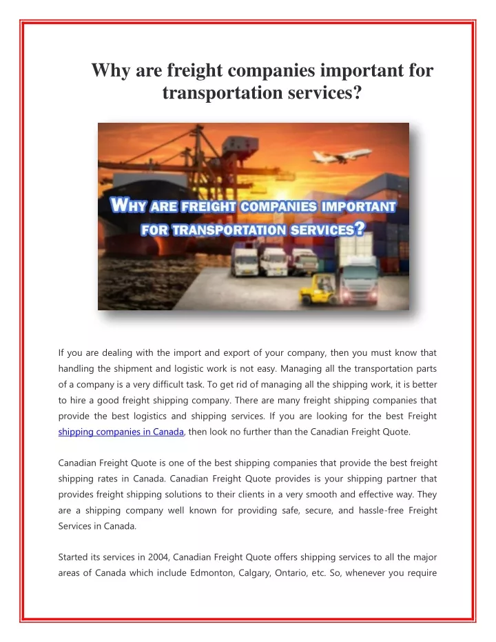 why are freight companies important